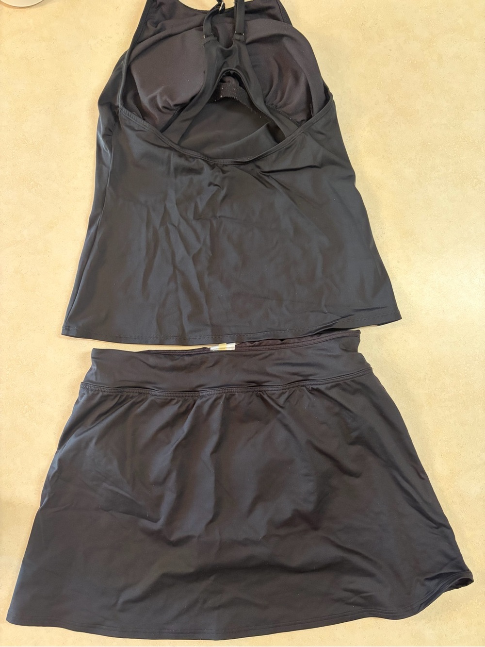 Lands' End Black Tankini Top and Swim Skirt Set - Picture 2 of 4